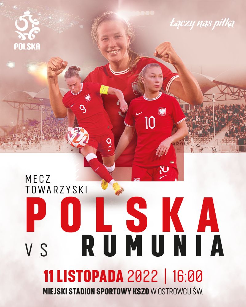 Plakat promujący mecz Polska - Rumunia 
