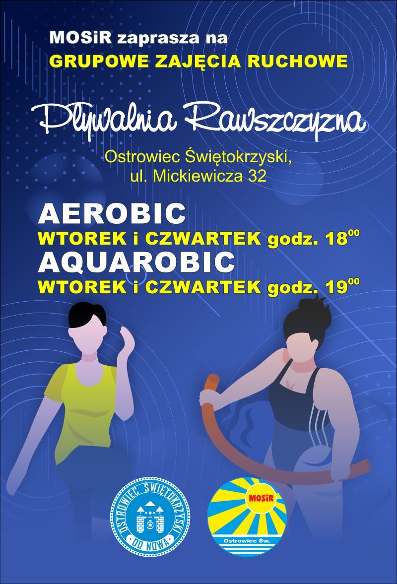 Plakat promujący zajęcia ruchowe na Pływalni Rawszczyzna